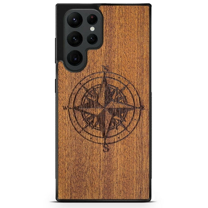 Mahogany Wood Phone Cover - Compass - MMore