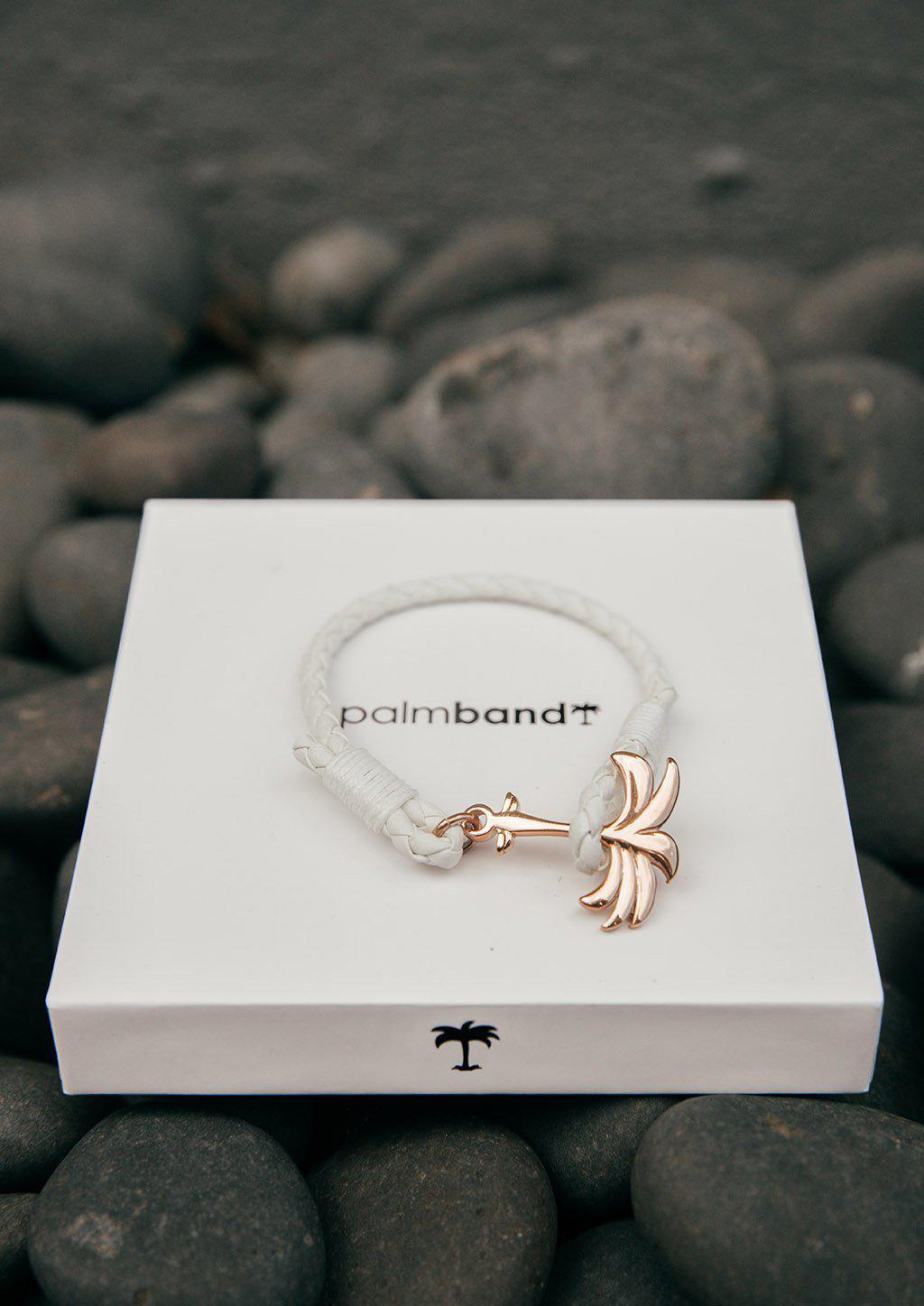 Rannekoru Palm Band Serene Punottu Nahkaranneke - Valkoinen