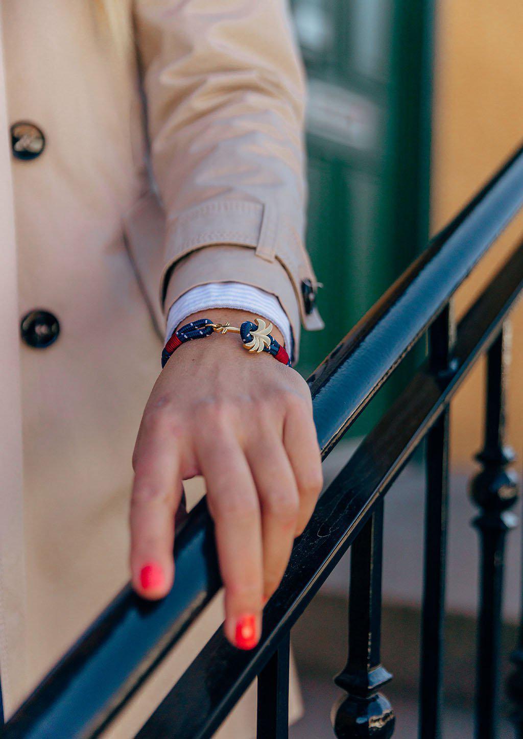 Rannekoru Palm Band Seven Seas - Punottu Ranneke Sini/Valko