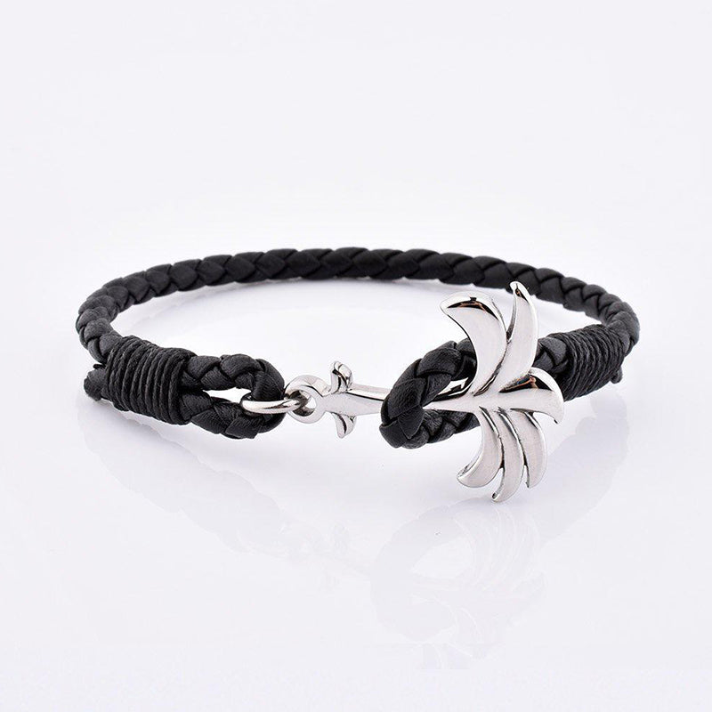 Rannekoru Palm Band Starlight Punottu Nahkaranneke - Musta