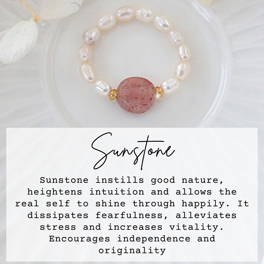 Naturlig kristall-sötvattenspärlaring - Divine Dulcet