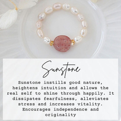 Naturlig kristall-sötvattenspärlaring - Divine Dulcet