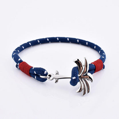 Rannekoru Palm Band Voyager Punottu Ranneke - Sini/Puna