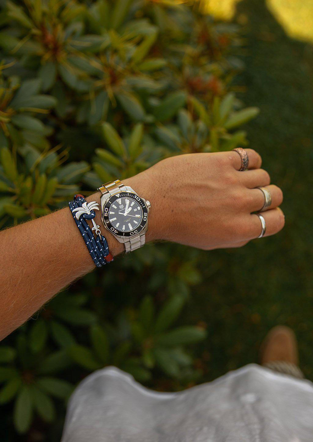 Rannekoru Palm Band Voyager Punottu Ranneke - Sini/Puna 2