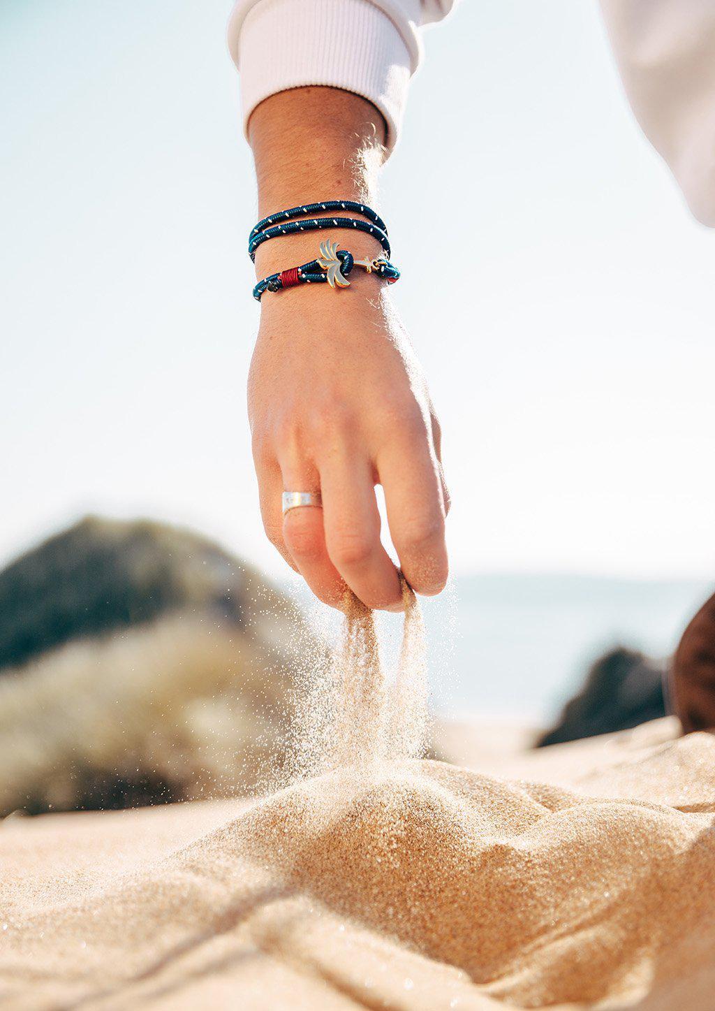 Rannekoru Palm Band Voyager Punottu Ranneke - Sini/Puna 2