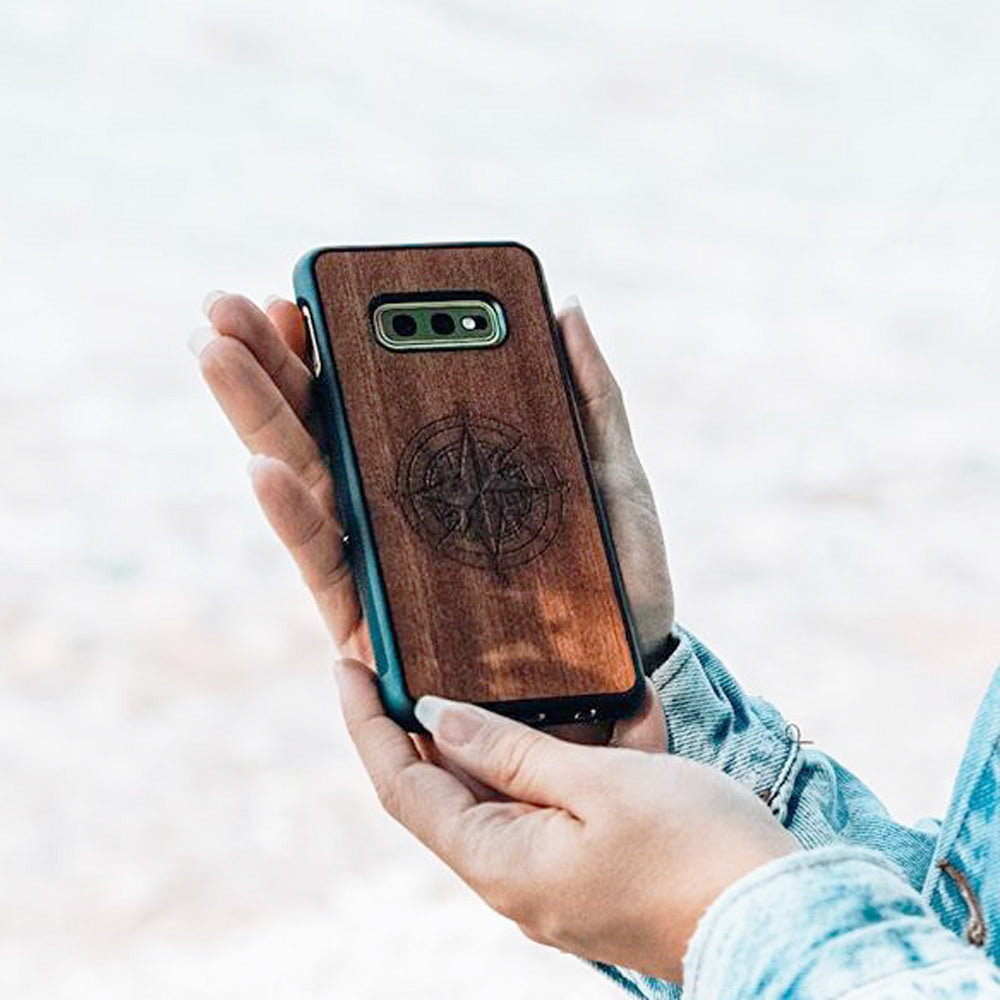 Mahogany Wood Phone Cover - Compass - MMore