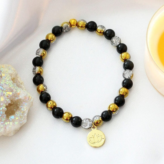 Elastinen 24-Karaatin Rannekoru Obsidian Divine Dulcet