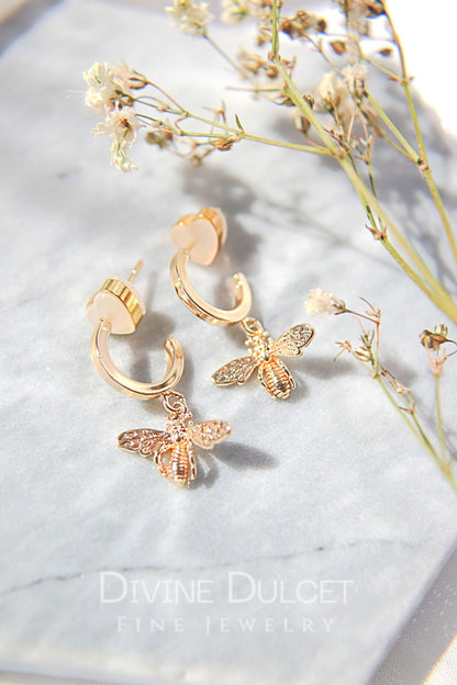 24-Carat Gold Bee Earrings - Divine Dulcet