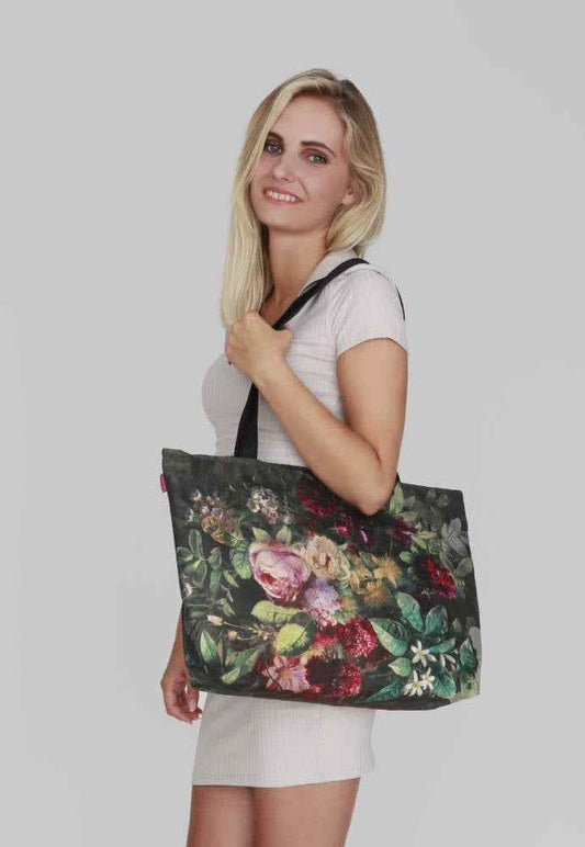 Bouquet Shoulder Bag In Canvas Holiday Line Bertoni