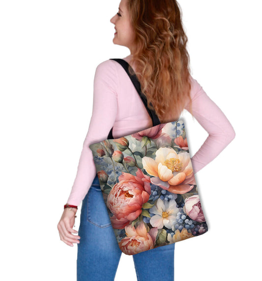 Canvas Cordura Shoulder Bag/Shopping Bag - Felicia Flowers - Sunny Line Bertoni