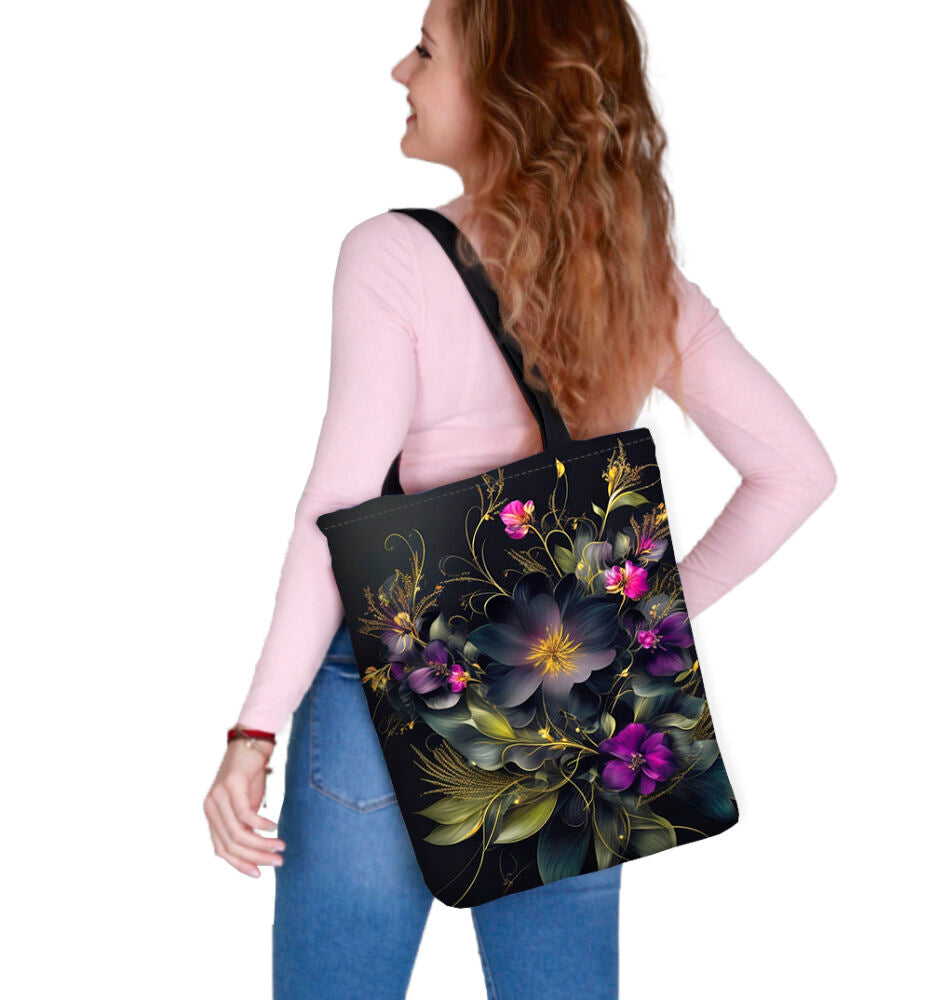 Canvas Cordura Shoulder Bag/Shopping Bag - Maura Flowers - Sunny Line Bertoni