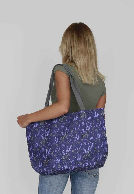 Lavender Shoulder Bag In Canvas Holiday Line Bertoni