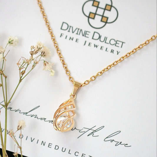 24-Karaatin Kullattu Cubic Zirconia Pisarakaulakoru Divine Dulcet