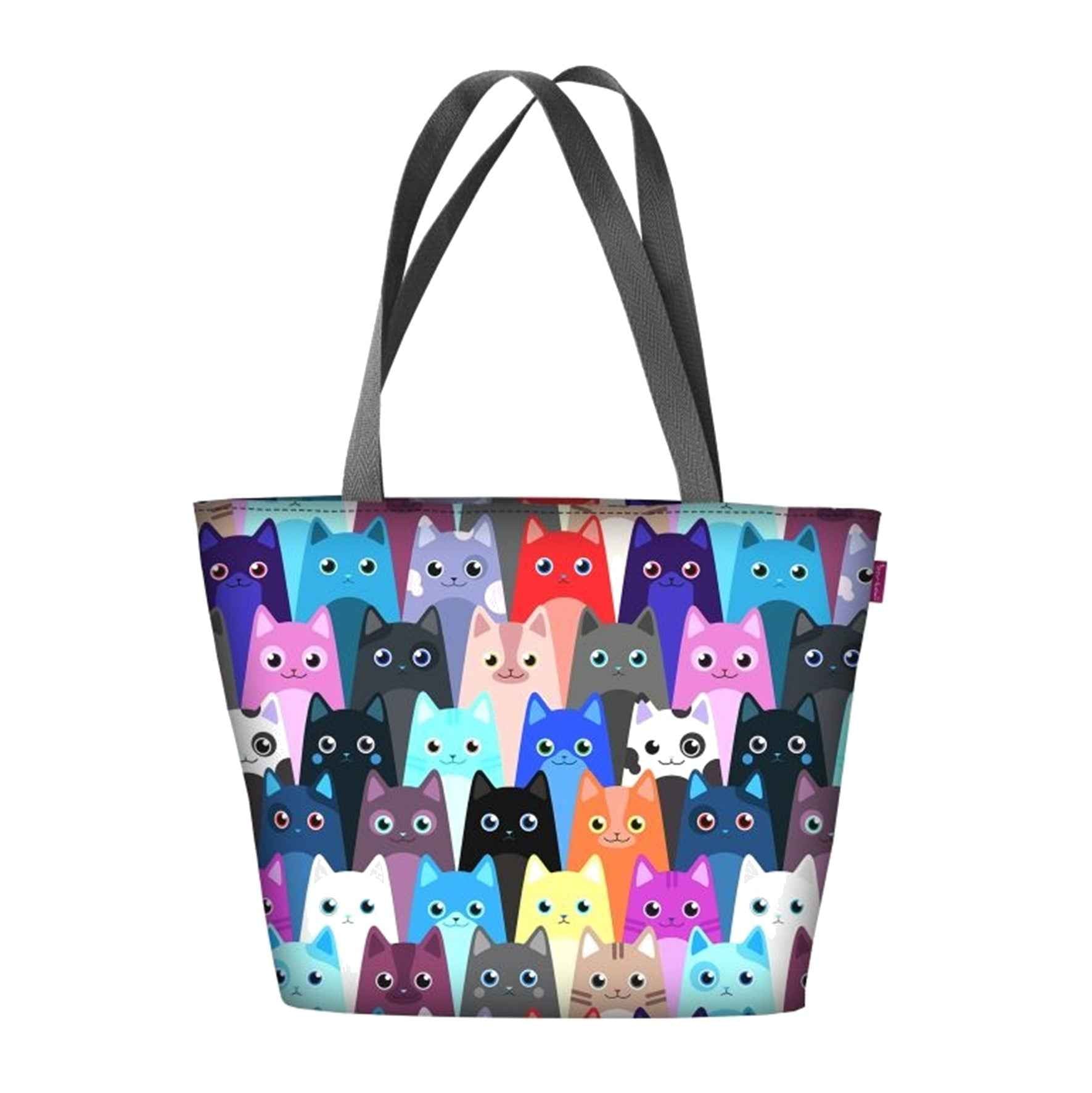 Meow Shoulder Bag In Canvas Holiday Line Bertoni