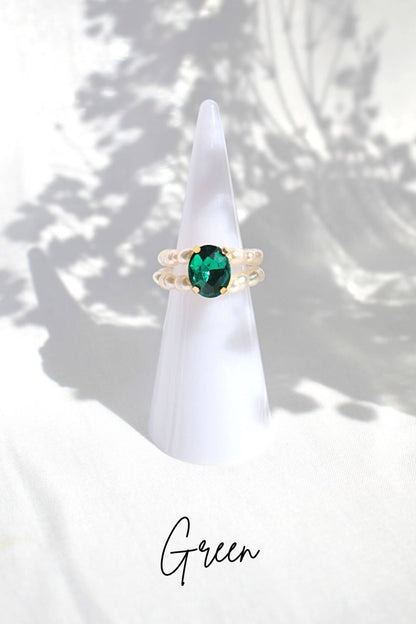 Sinisen Sävyisiä Makenvedenhelmisormuksia Divine Dulcet