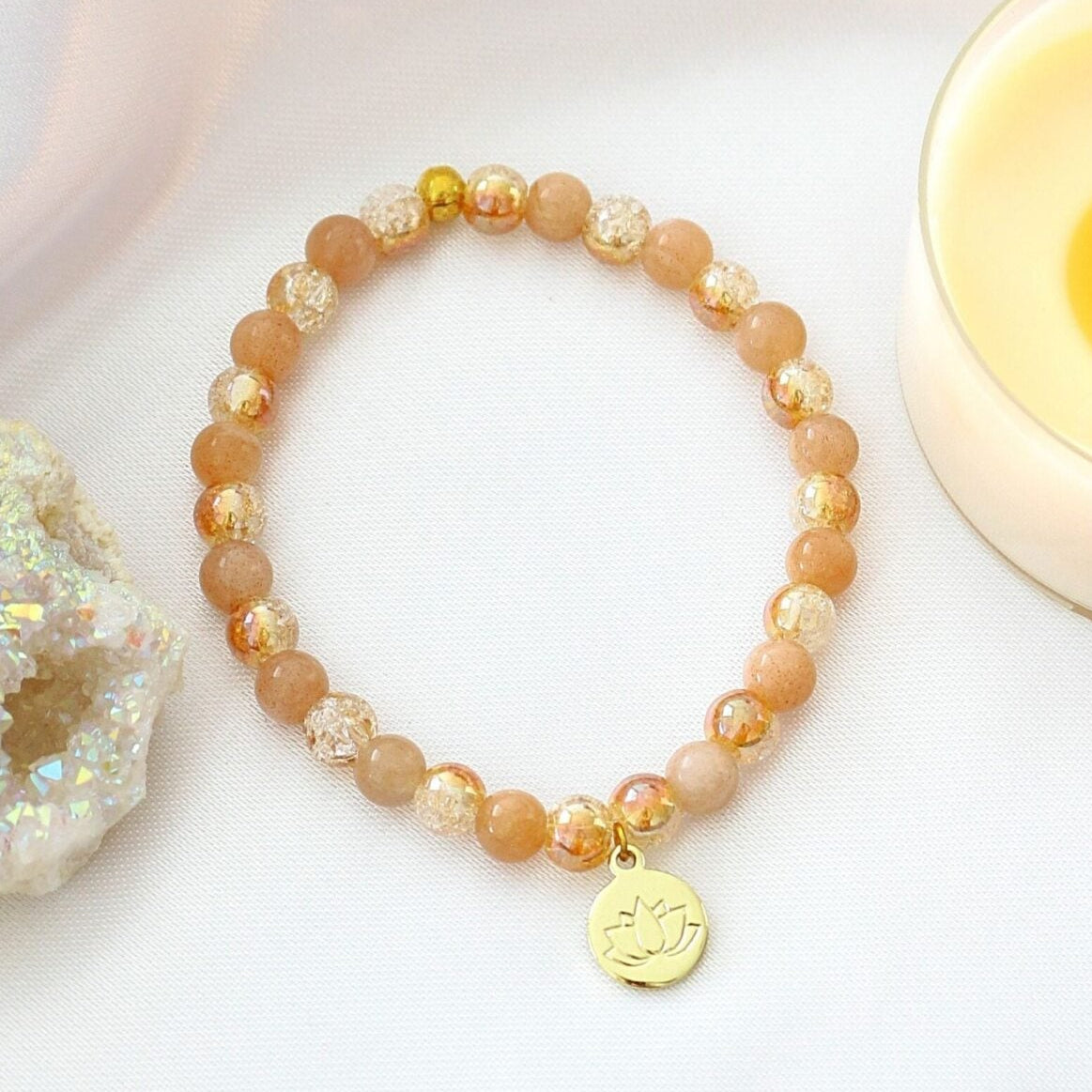 Elastinen 24-Karaatin Rannekoru Sunstone Divine Dulcet