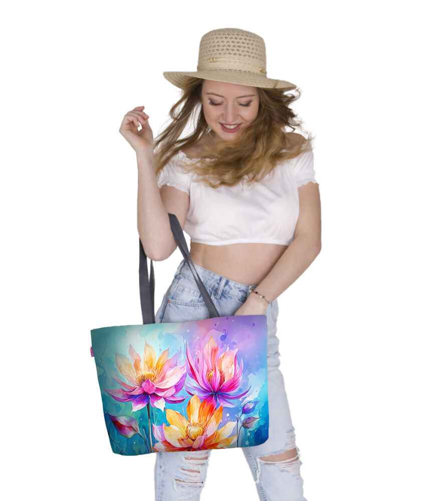 Meluzyna Shoulder Bag In Canvas Holiday Line Bertoni