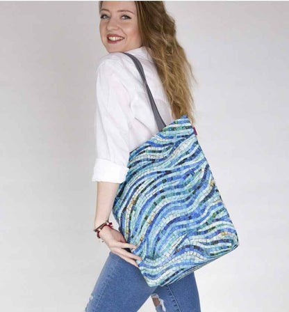 Mosaic Shoulder Bag In Canvas Sunny Line Bertoni
