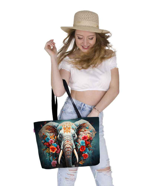 Elephant Shoulder Bag In Canvas Holiday Line Bertoni