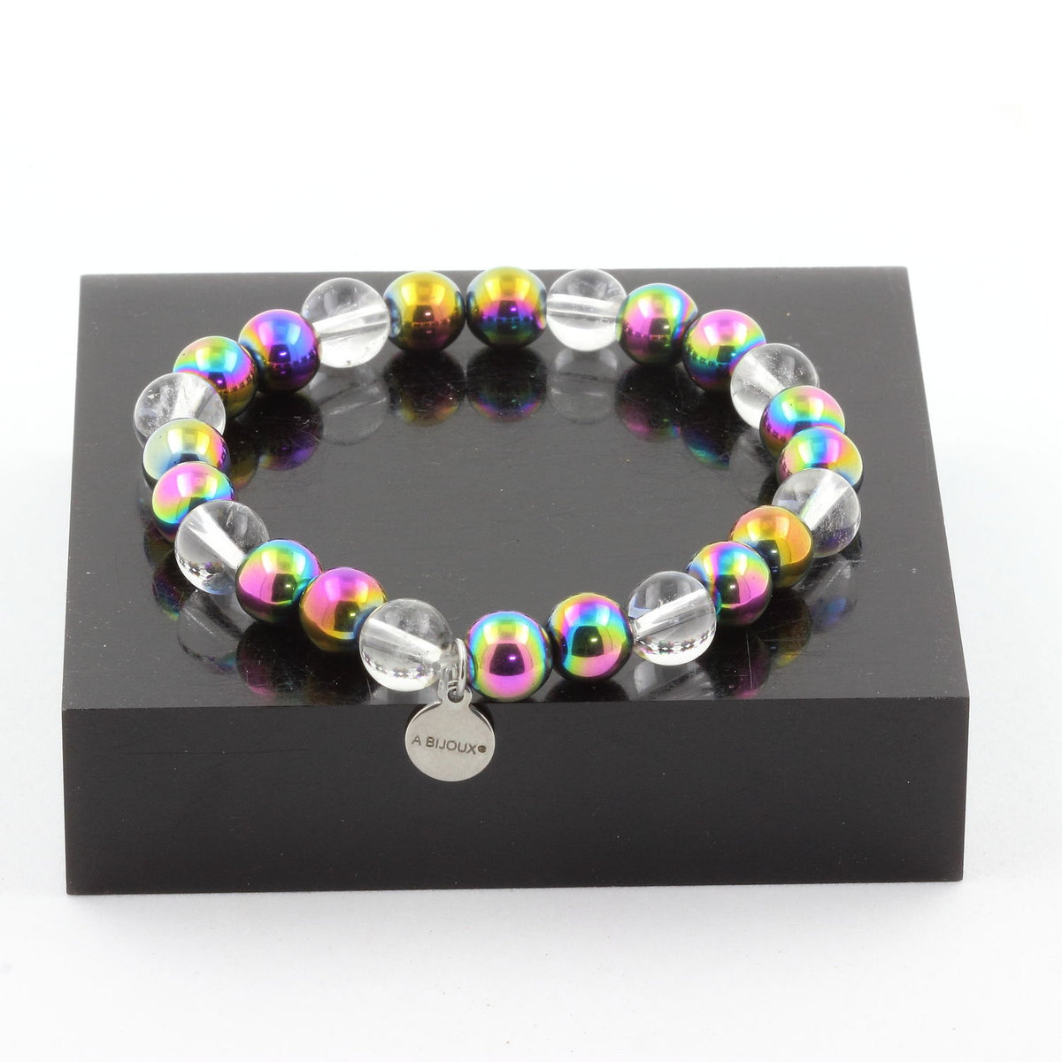 Kvartsi + Hematiittirannekoru 8mm Helmet - Monivärinen - A Bijoux