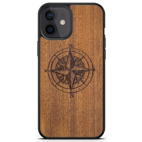 Mahogany Wood Phone Cover - Compass - MMore