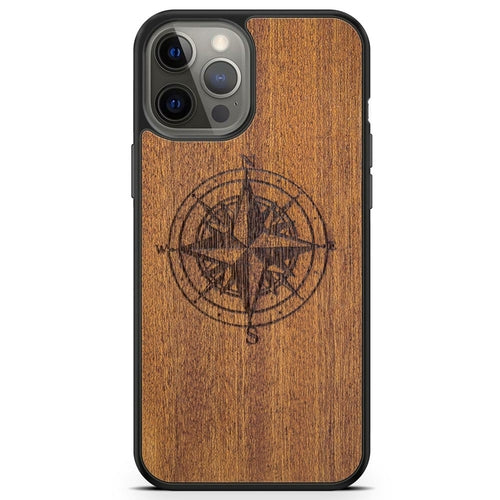 Mahogany Wood Phone Cover - Compass - MMore