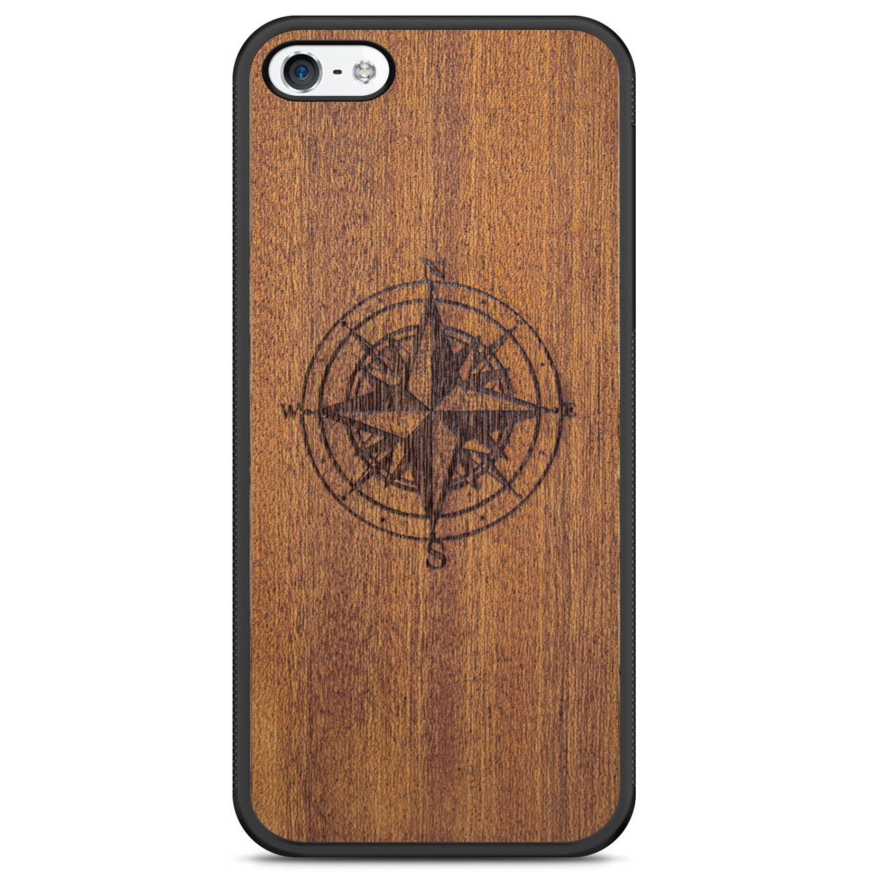 Mahogany Wood Phone Cover - Compass - MMore