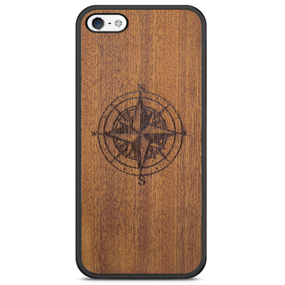 Mahogany Wood Phone Cover - Compass - MMore
