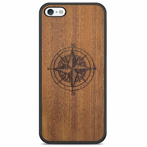 Mahogany Wood Phone Cover - Compass - MMore