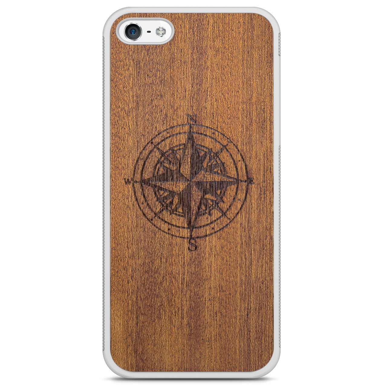 Mahogany Wood Phone Cover - Compass - MMore
