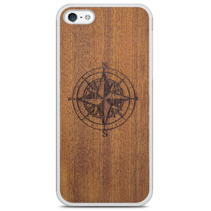 Mahogany Wood Phone Cover - Compass - MMore