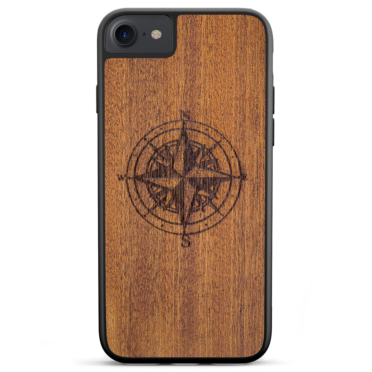 Mahogany Wood Phone Cover - Compass - MMore