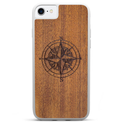 Mahogany Wood Phone Cover - Compass - MMore