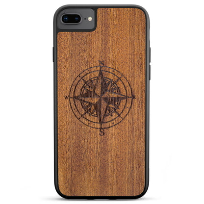 Mahogany Wood Phone Cover - Compass - MMore