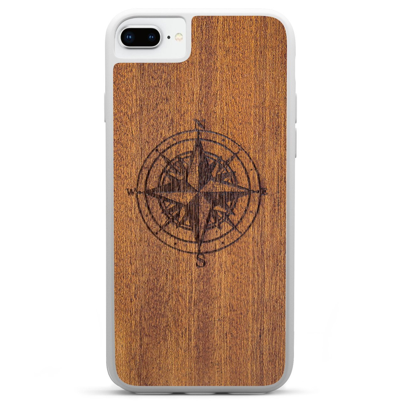 Mahogany Wood Phone Cover - Compass - MMore