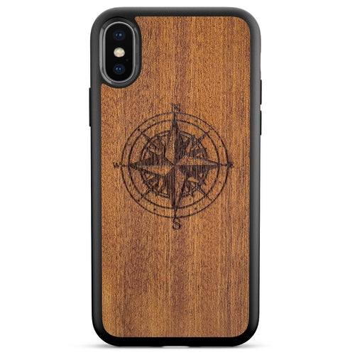 Mahogany Wood Phone Cover - Compass - MMore