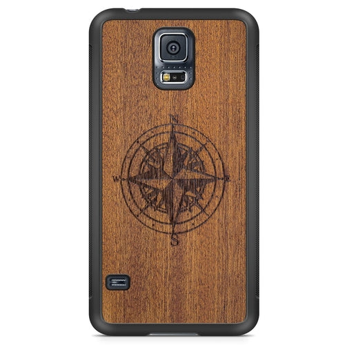 Mahogany Wood Phone Cover - Compass - MMore