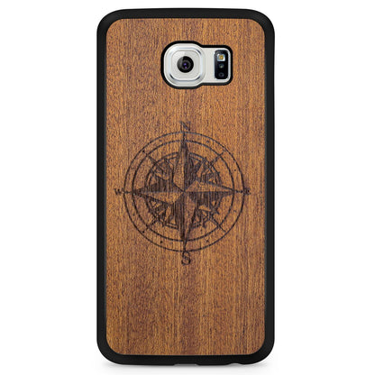 Mahogany Wood Phone Cover - Compass - MMore