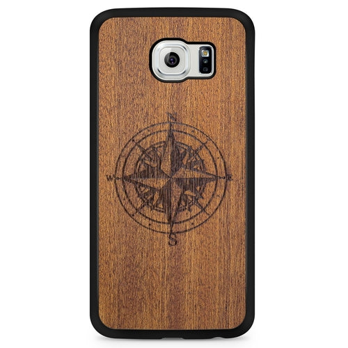 Mahogany Wood Phone Cover - Compass - MMore