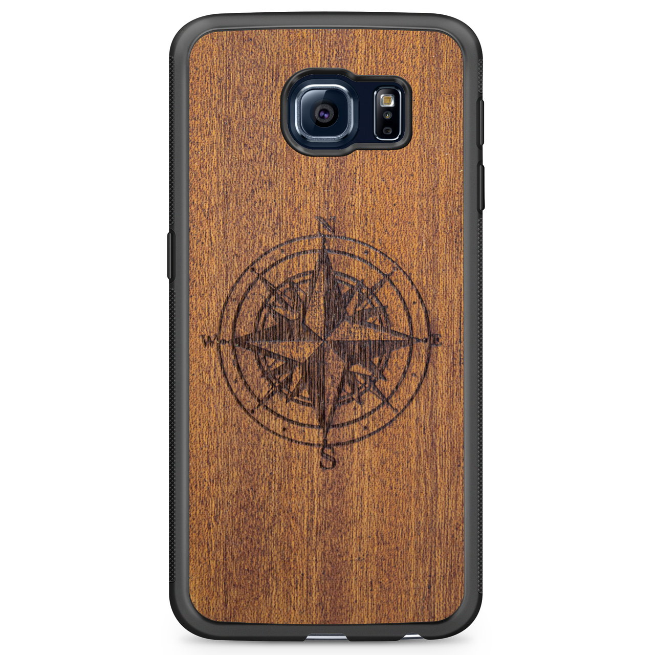 Mahogany Wood Phone Cover - Compass - MMore