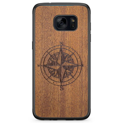 Mahogany Wood Phone Cover - Compass - MMore