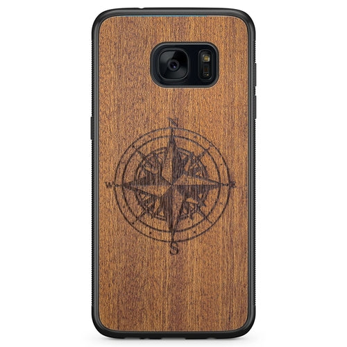 Mahogany Wood Phone Cover - Compass - MMore