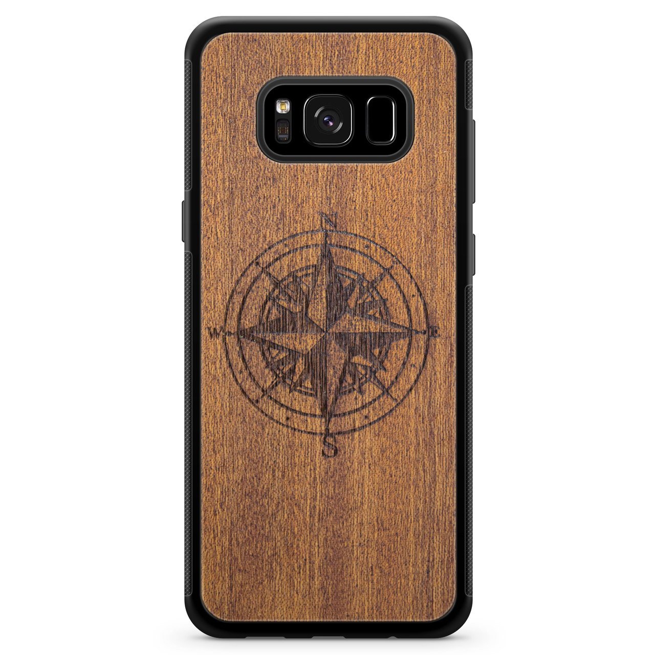 Mahogany Wood Phone Cover - Compass - MMore